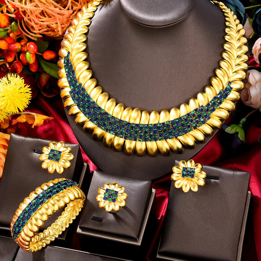 Famous Brand Bling Sequins Luxury Africa Dubai Jewelry Sets For Women