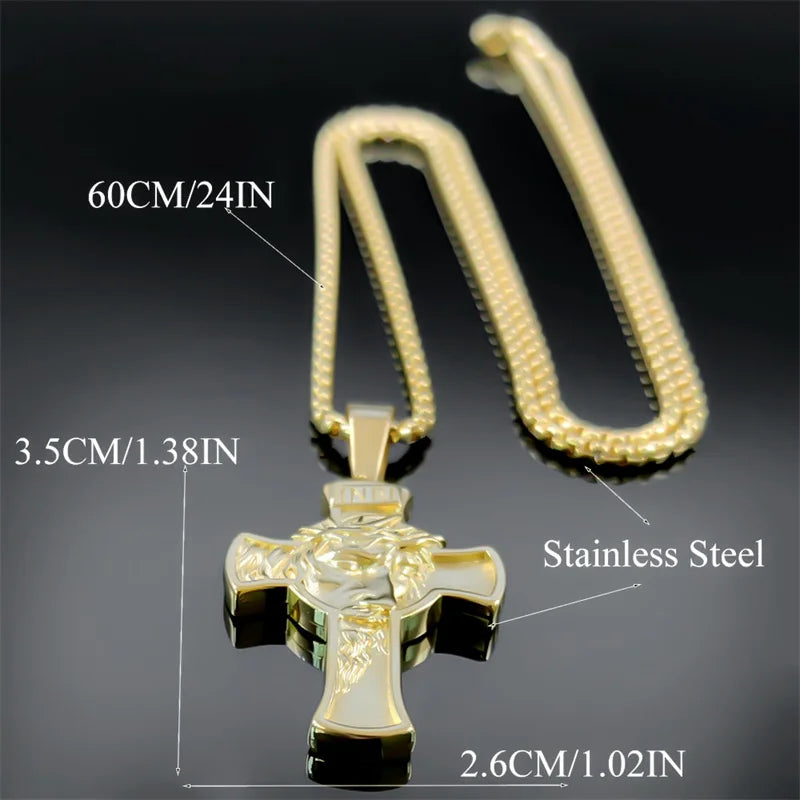 Vintage INRI Crucifix Jesus Cross Necklace for Men Women