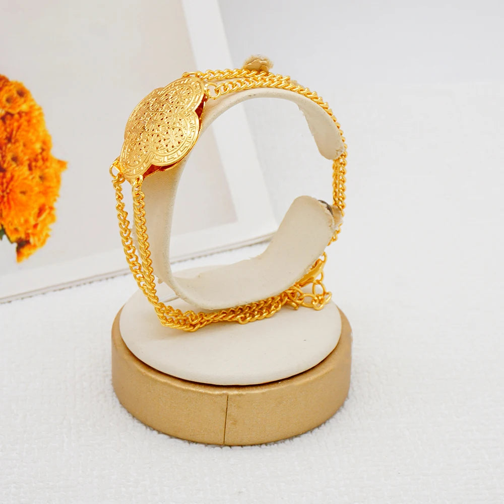 Luxury African Dubai Gold Color Romantic Set Copper Necklace Sets