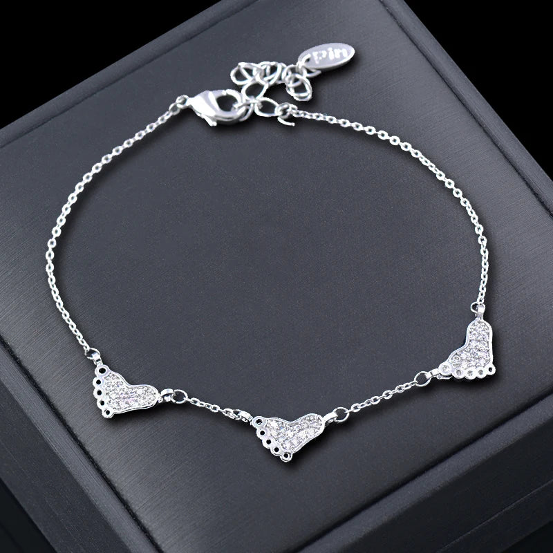 lovely crystal bow crown pink flowers bracelets for women