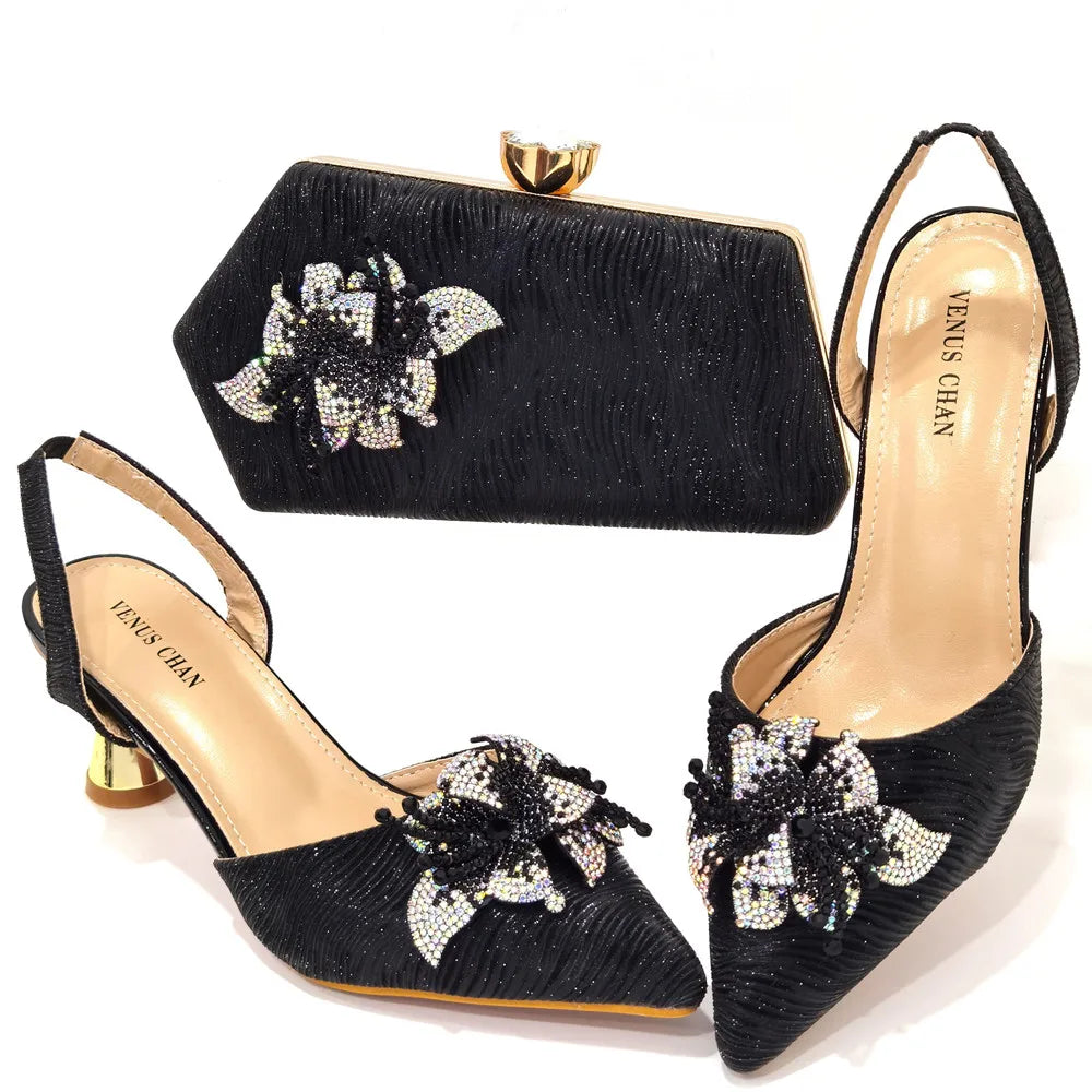 New Italian Design Women's Shoes and Party Wedding Bags Pink Color