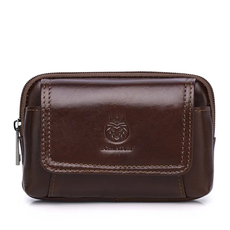 Men Leather Casual Cell Phone Waist Bag
