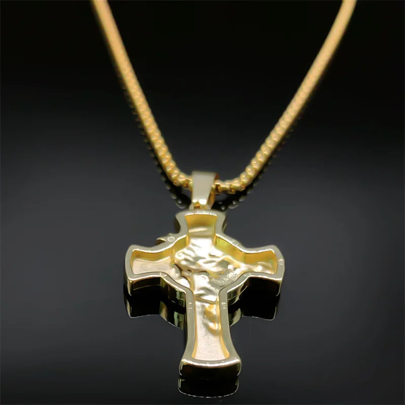 Vintage INRI Crucifix Jesus Cross Necklace for Men Women