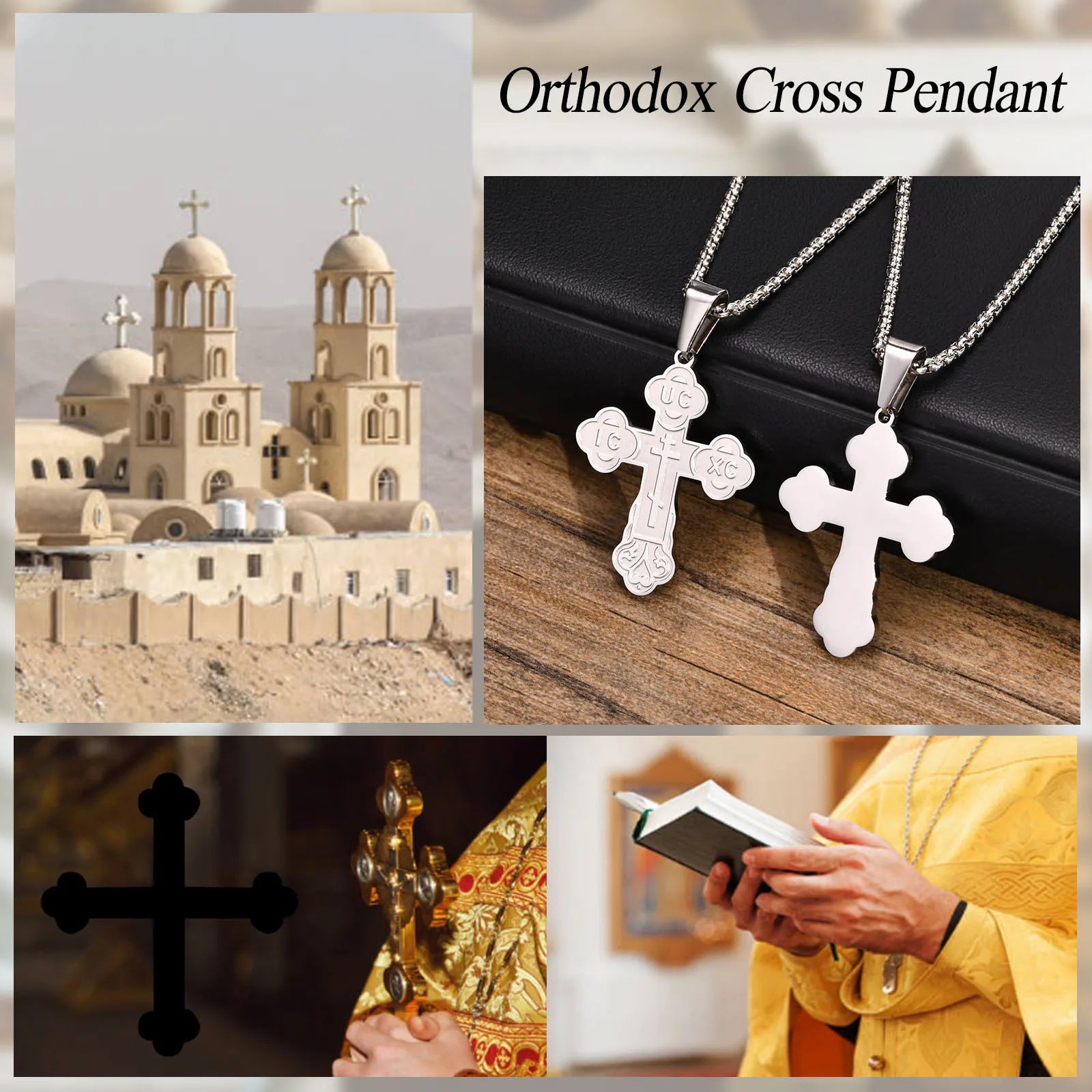 Orthodox Crucifix Cross Necklaces for Men Jewelry