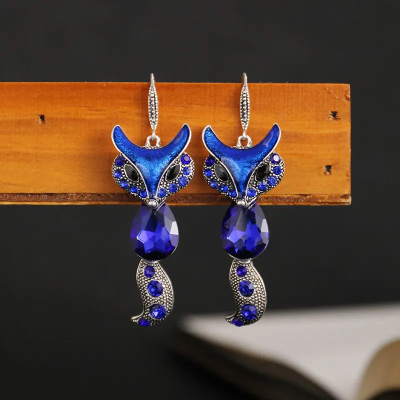 Vintage Ethnic Exaggerated Fox Drop Earrings for Women