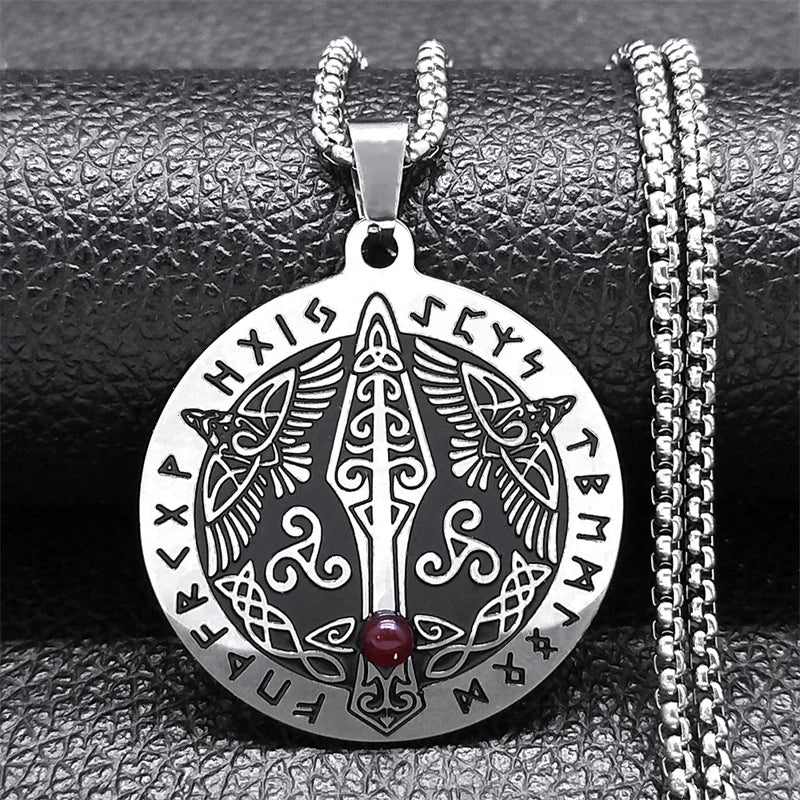 Viking Celtic Knot Crow Sword Necklace for Women/Men