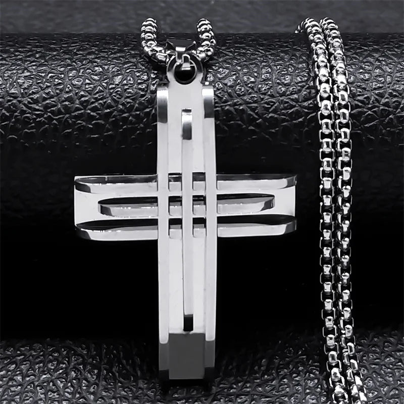 Jesus Christ Cross Chain Necklaces Stainless Steel Gold Color Chain Necklace