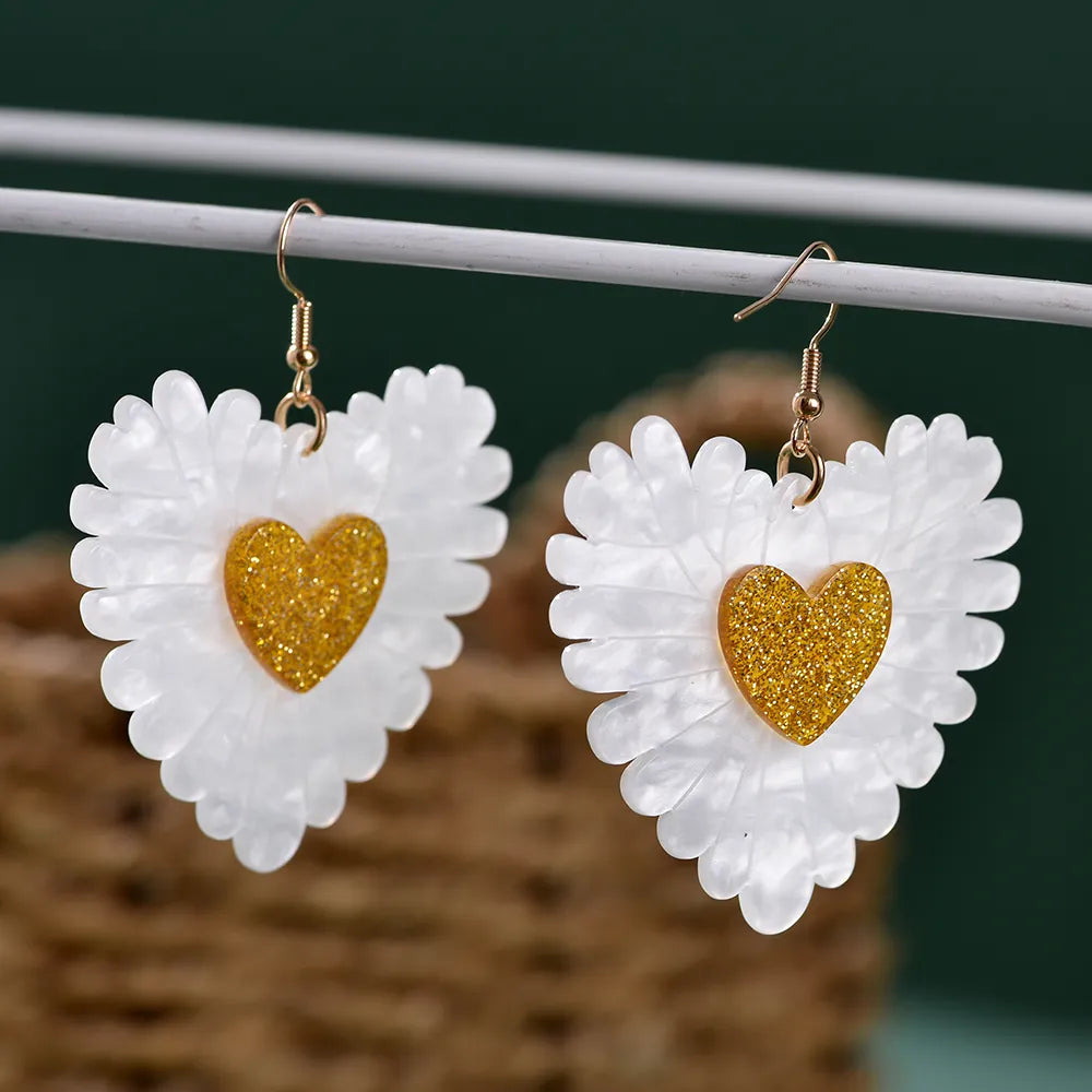 Fashion Sweet Exaggerated Double Layered Heart Earrings Women