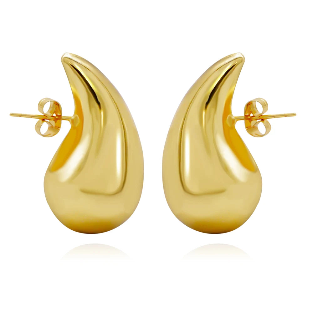  Fashion Gold Color Earrings Smooth Metal Hoop Earrings For Woman