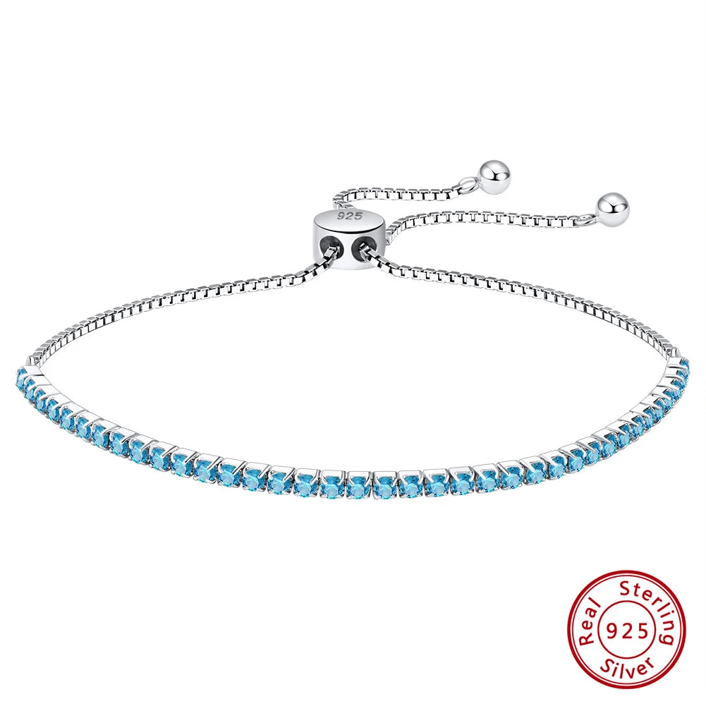 925 Sterling Silver 2mm Tennis Bracelet for Women