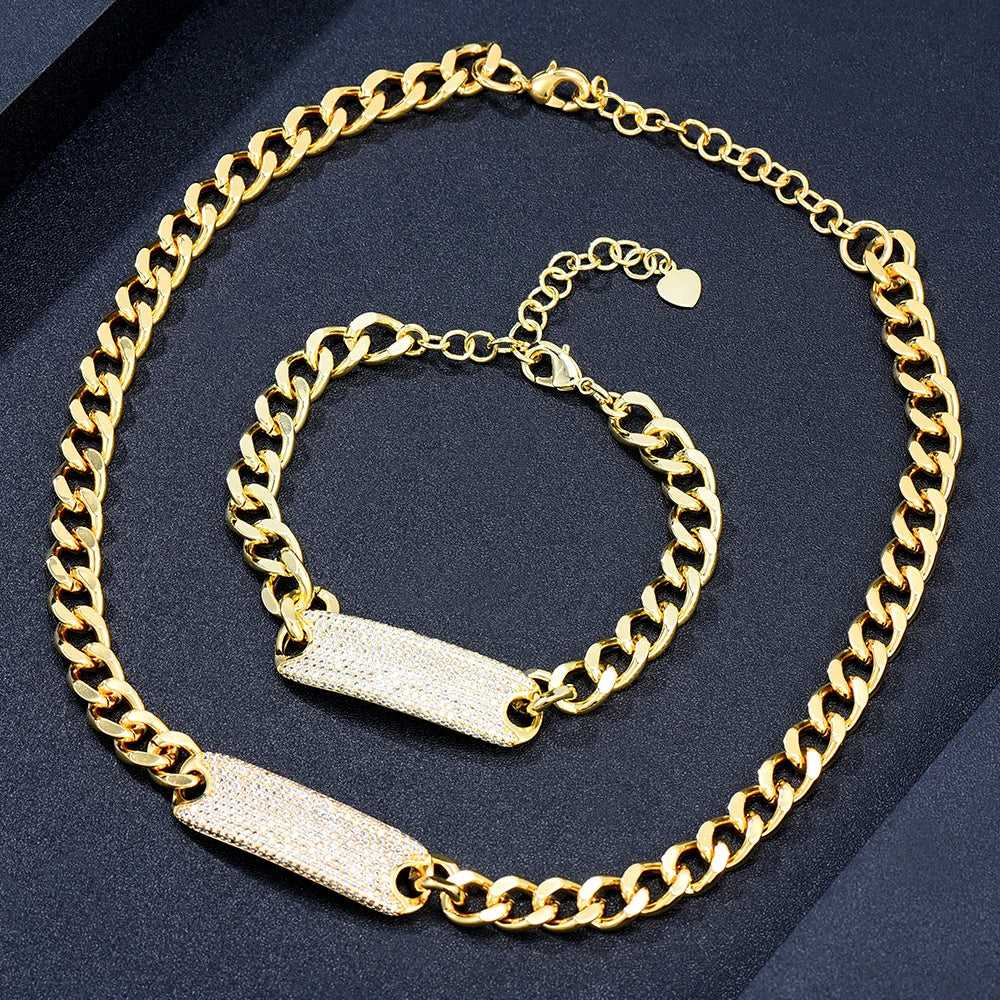 Luxury Necklace Bracelets Jewelry Sets Super CZ for Noble Women