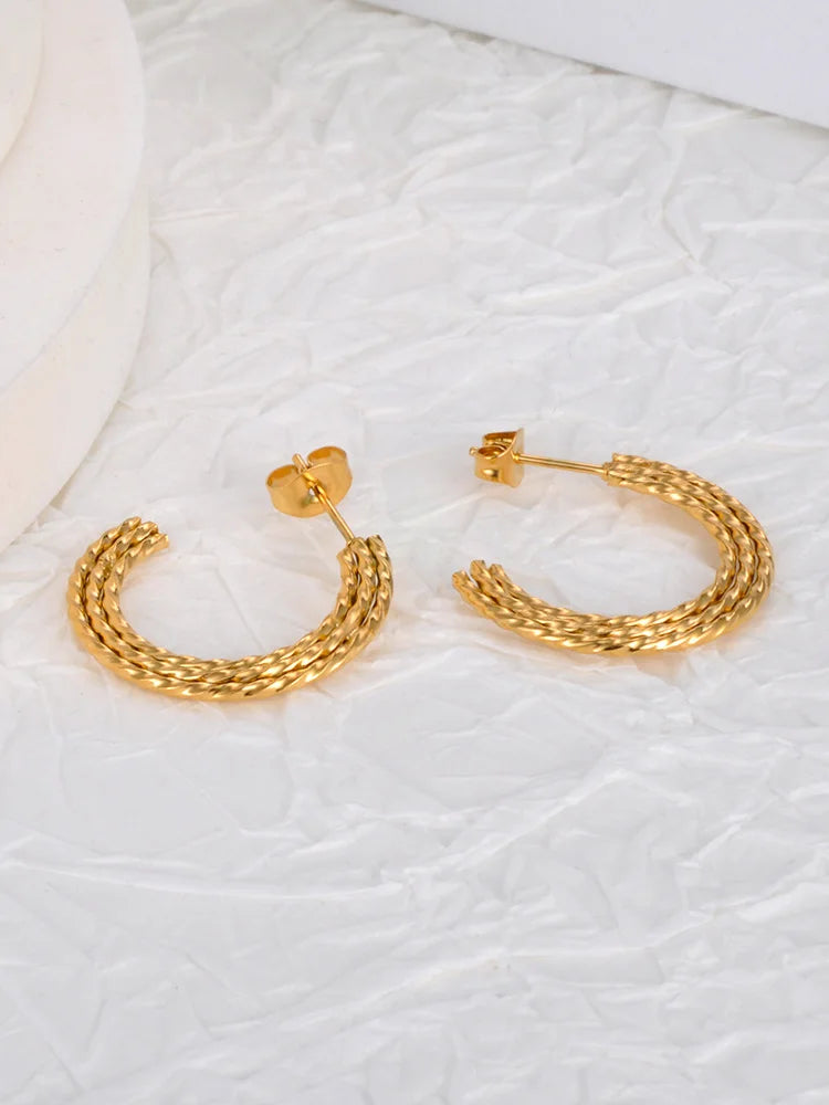 Stainless Steel Geometric Semicircle Earrings