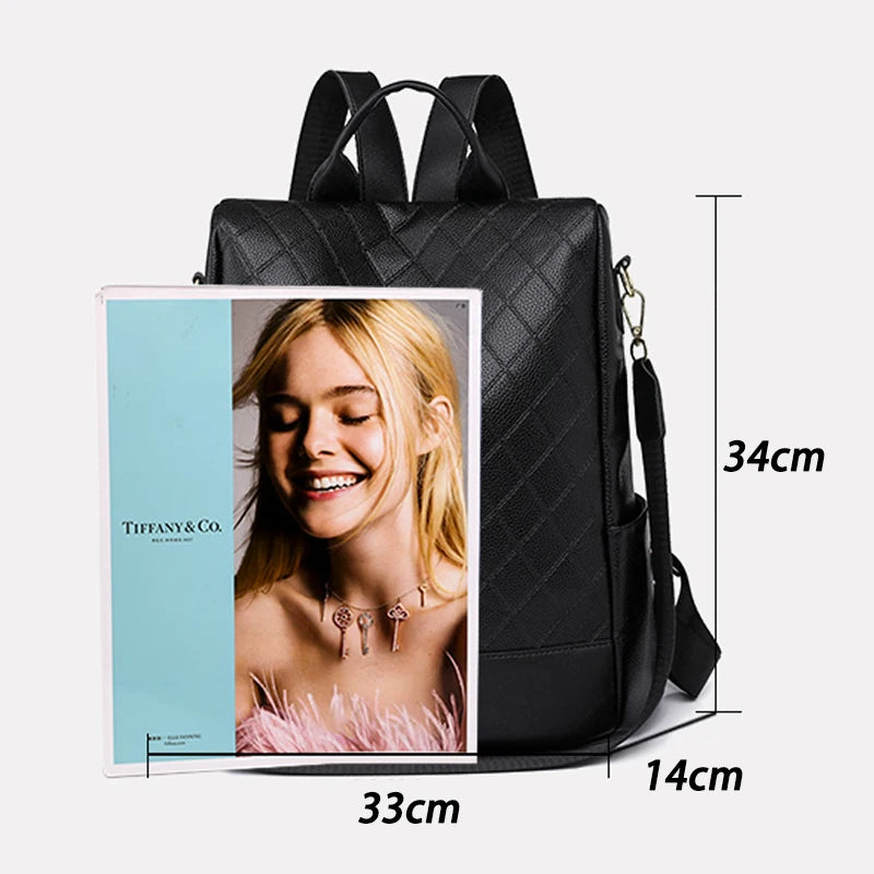 Women Backpack Casual Shoulder Bag Fashion pu Leather Female Daypack Stylish Elegant Girls