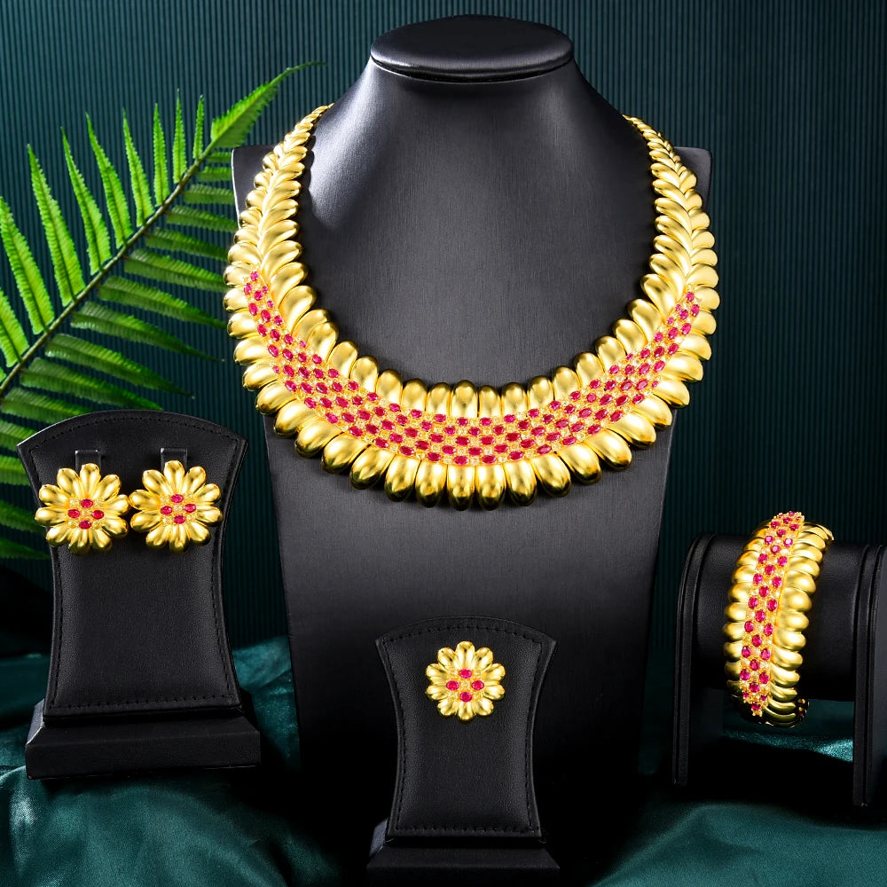 Famous Brand Bling Sequins Luxury Africa Dubai Jewelry Sets For Women