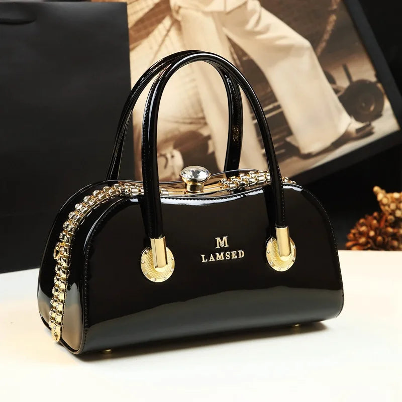 Shiny Luxurious Women Top Handle Bag with Diamond Shoulder Bags