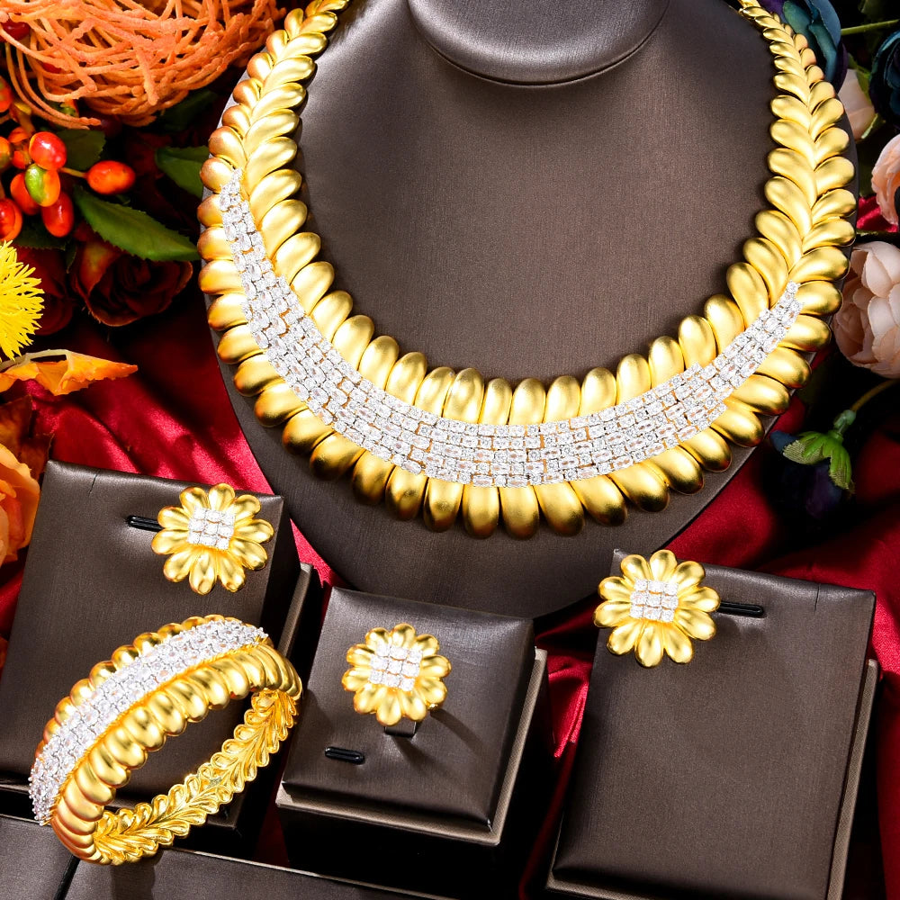 Famous Brand Bling Sequins Luxury Africa Dubai Jewelry Sets For Women