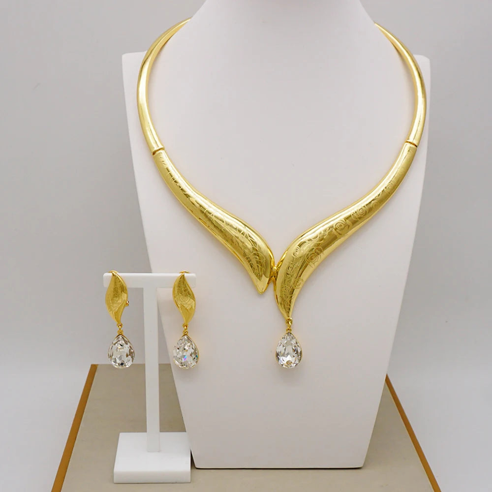 Brazilian Gold Color Flower Jewelry Dubai Jewelry Set For Women - Image 7