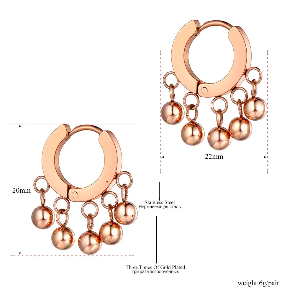Titanium Stainless Steel Bohemia Round Ball Party Earrings For Women Girls