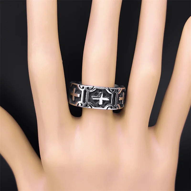 Goth Cross Unisex Ring Stainless Steel Punk Grunge Woman Man