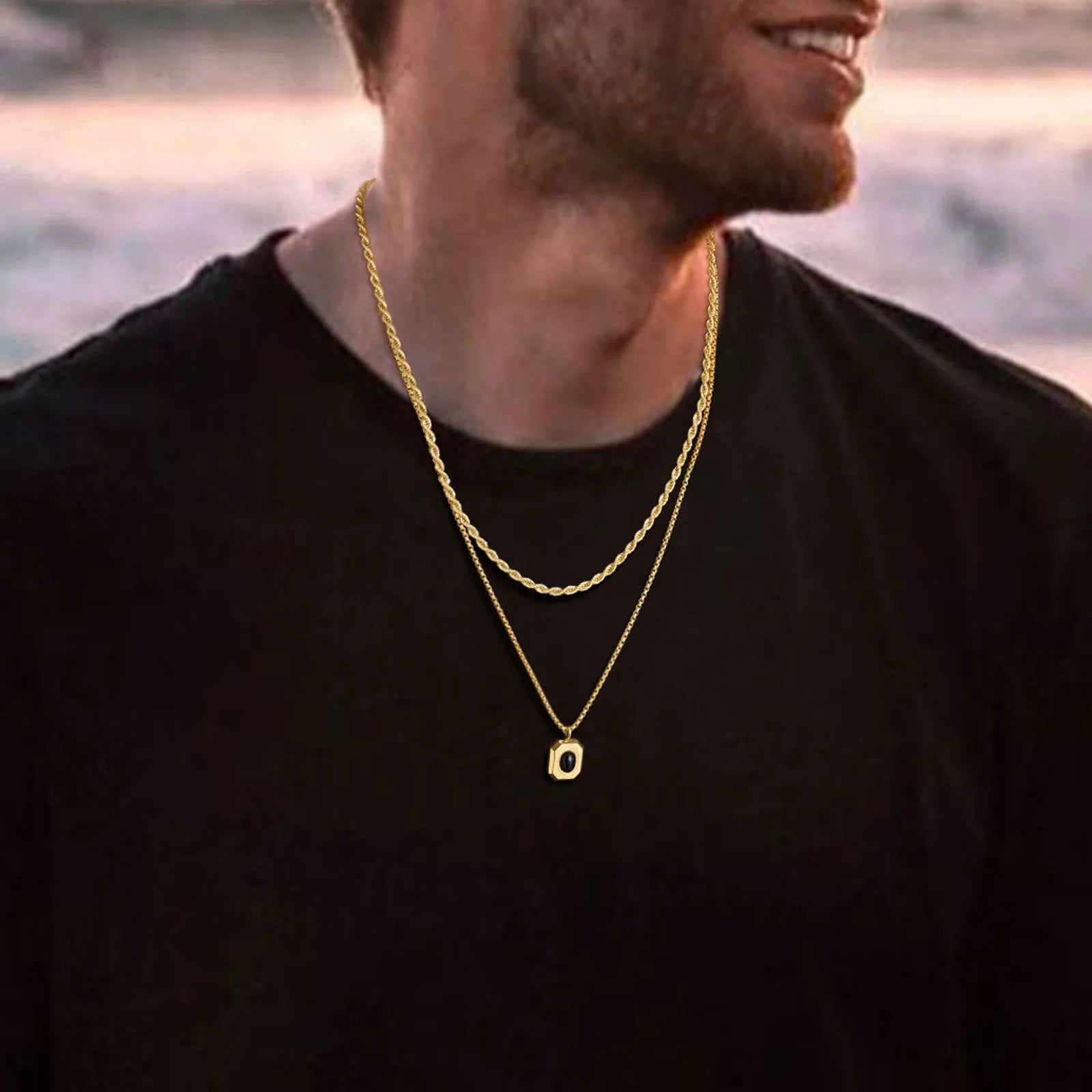  Stylish Black Square Necklace for Men