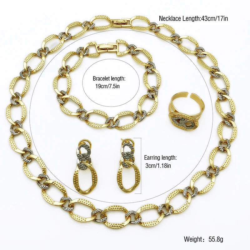 Fashion Jewelry Set Party Wedding  Jewellery Two Tone Necklace For Women