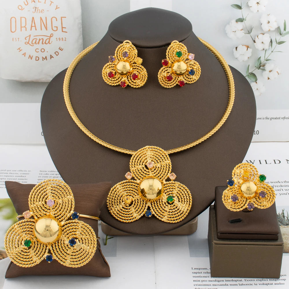 Italian Fashion Colorful Zircon Jewelry Set for Women