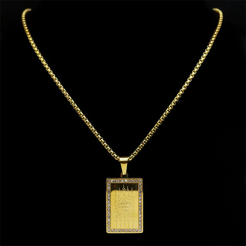 Buddhism Lotus Flower Necklace for Women Men Gold Color