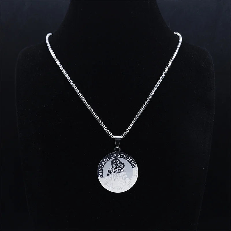 OUR LADY OF SCHOENSTAFF Medal Pendant Necklace Women/Men