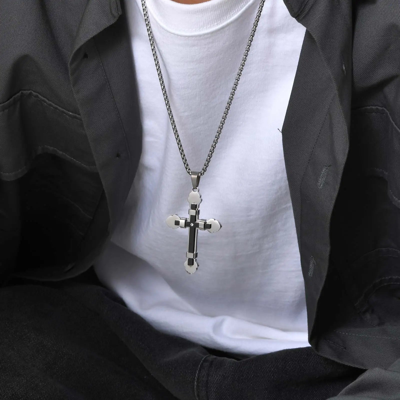 Stainless Steel Cross Necklaces for Men Boys