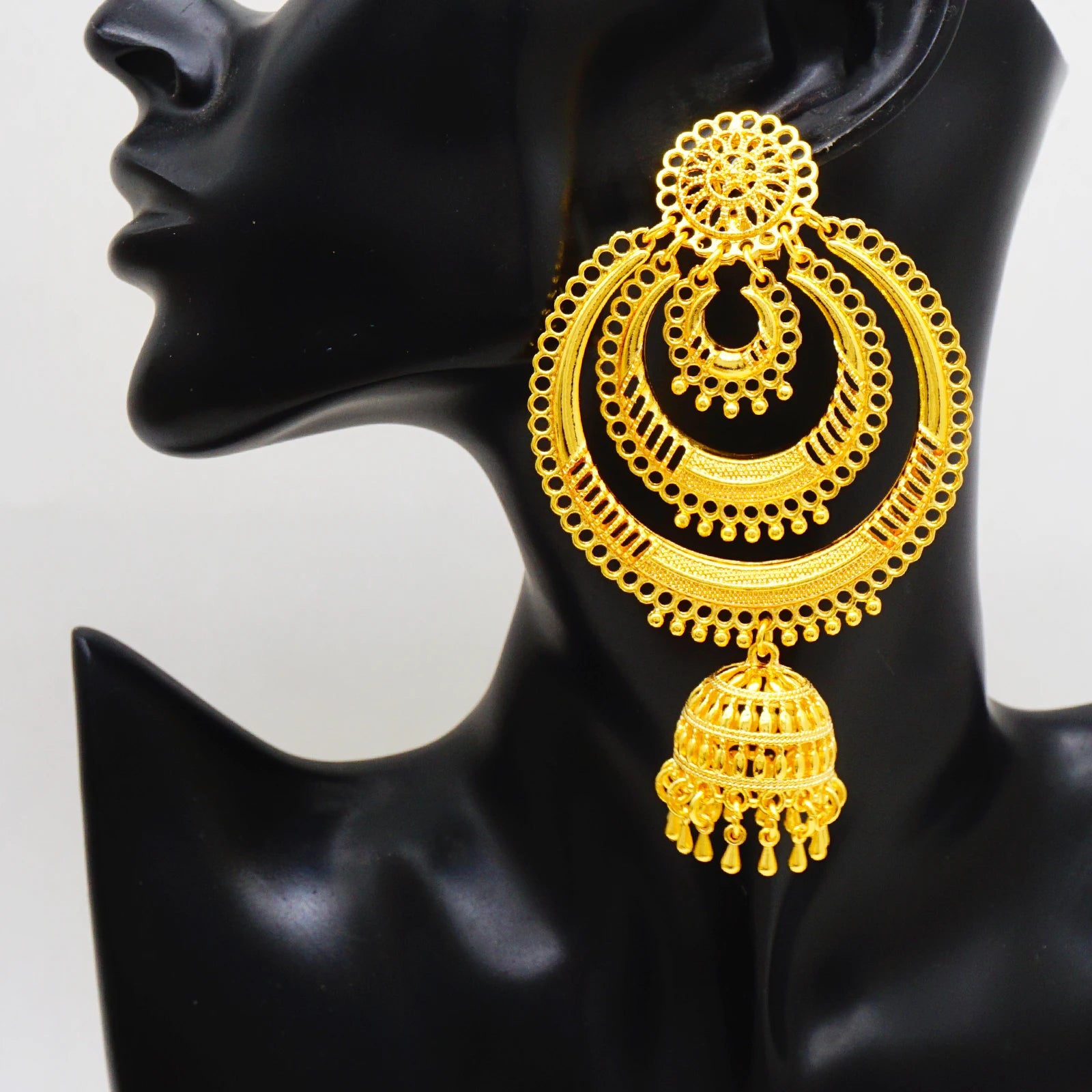  Fashion Gold Color Big Round Earring For Women Long Tassels Drop Dangle Earrings