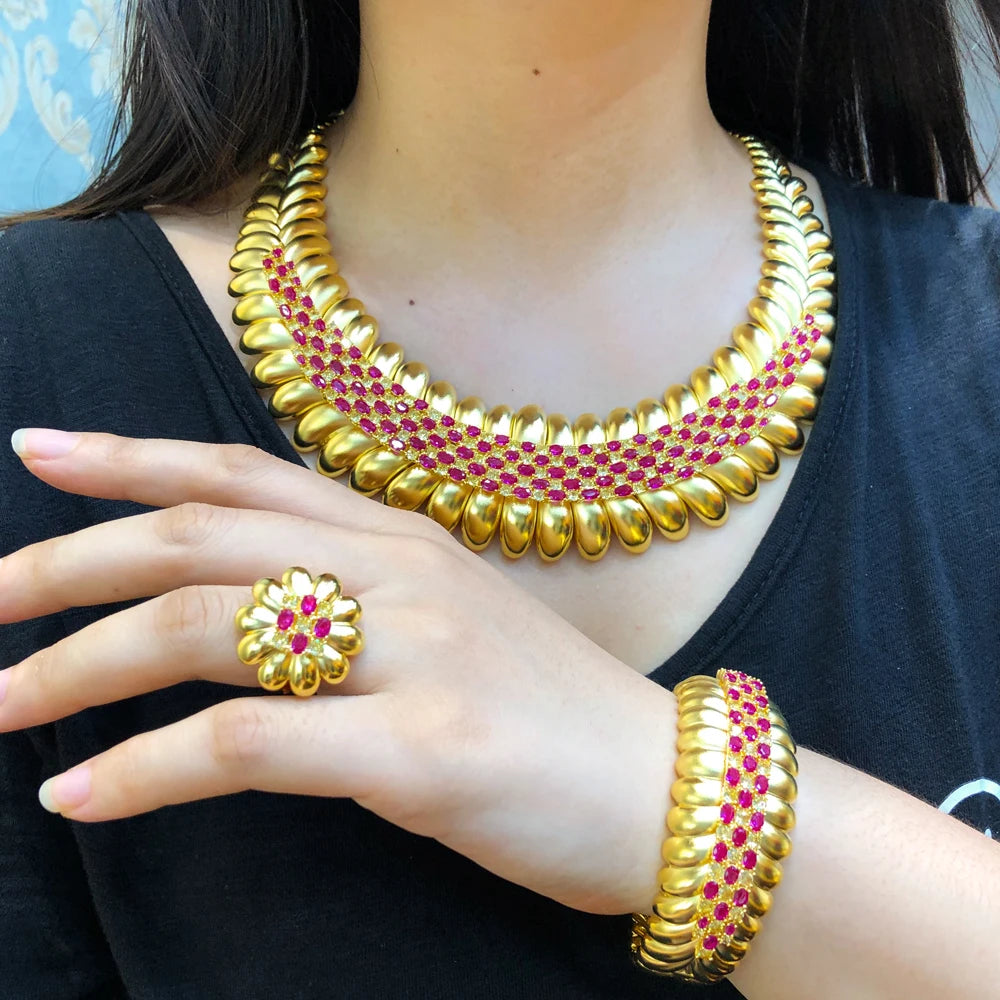 Famous Brand Bling Sequins Luxury Africa Dubai Jewelry Sets For Women