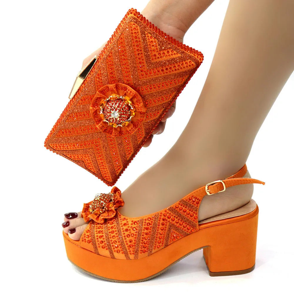 Newest Design Coffee Color Two Ways To Wear Fashion Shoes And Shoulder Bags
