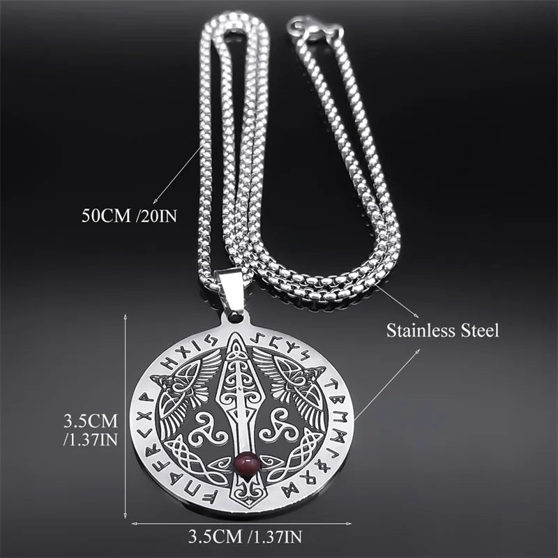 Viking Celtic Knot Crow Sword Necklace for Women/Men