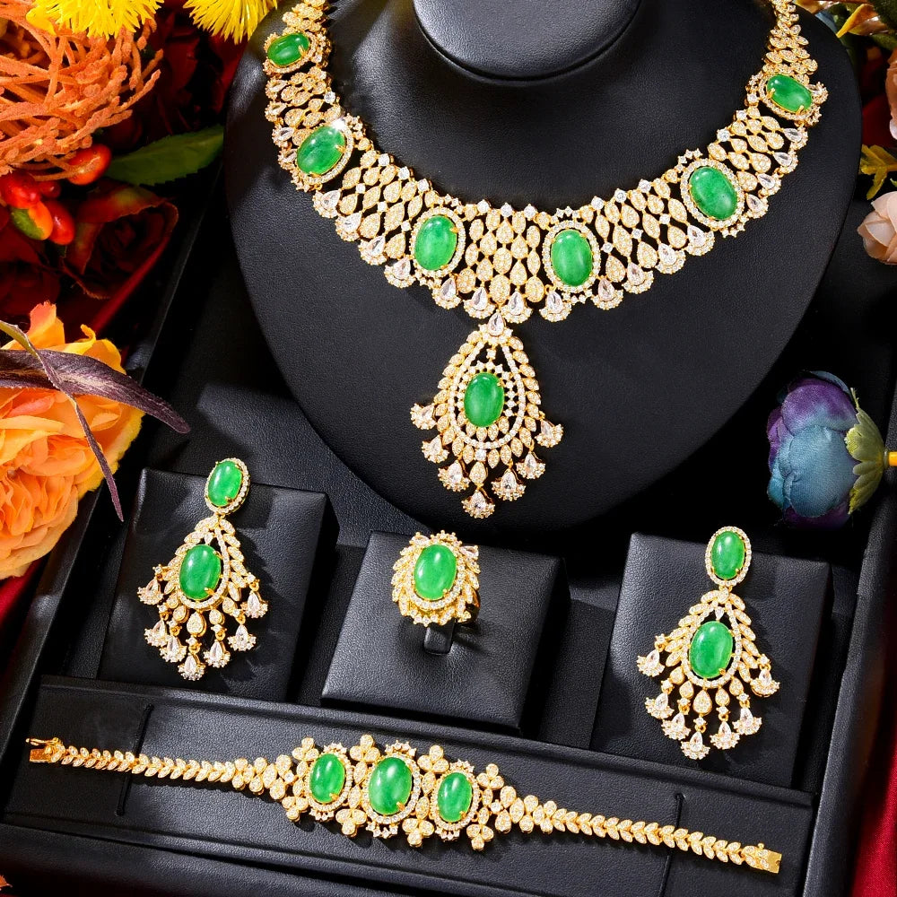  New Luxury Gorgeous Charm Necklace Bangle Earring Ring Jewelry Set 4PCS