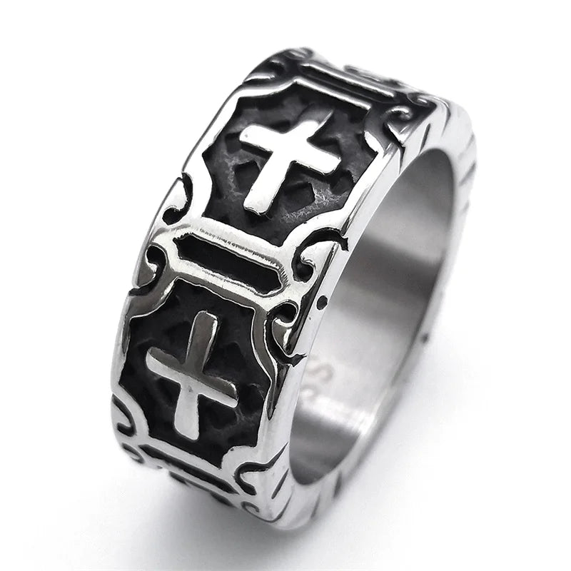  Goth Cross Unisex Ring Stainless Steel Punk Grunge Woman Man