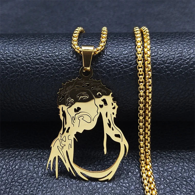  Jesus Catholic Pendant Necklaces Stainless Steel Women/Men Gold Color Chain Necklace