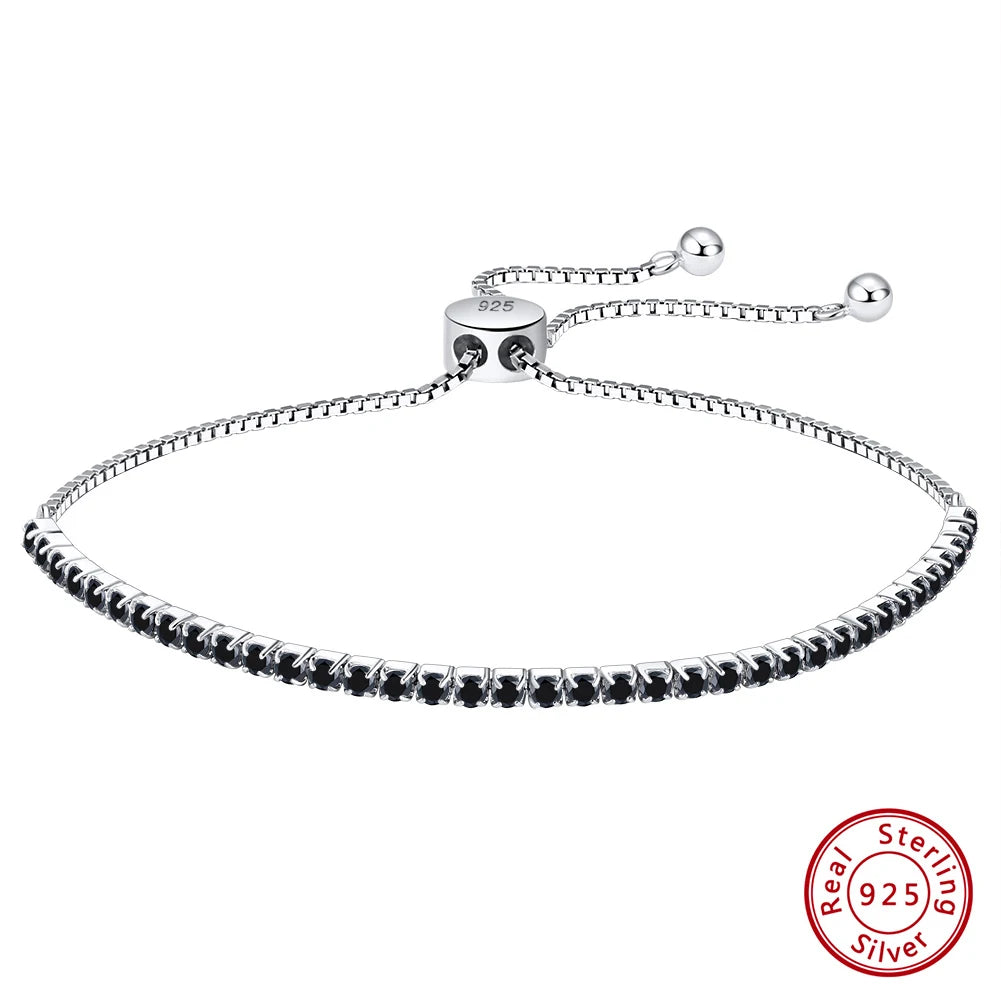 925 Sterling Silver 2mm Tennis Bracelet for Women