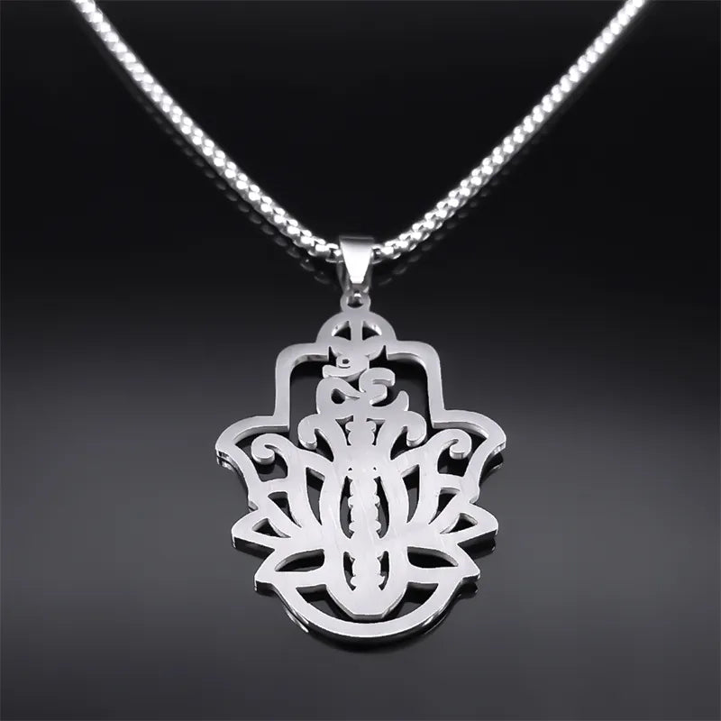 Aesthetic 7 Chakra OM Lotus Flower Pendant Necklace for Women Men