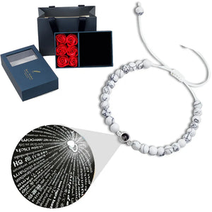 100 Languages I Love You Projection Beaded Bracelet WIth Rose Gift Box - Gofaer  Finds store!