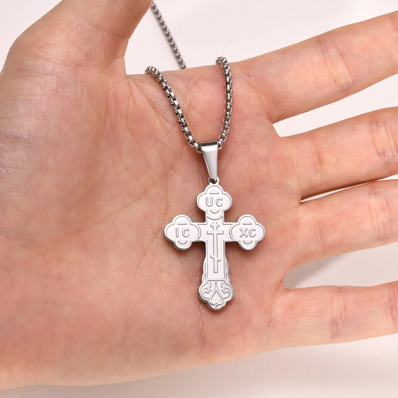 Orthodox Crucifix Cross Necklaces for Men Jewelry