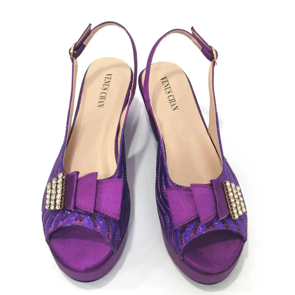New Pointed Toe Heels with Six Colours Softness Small Bag Nigeria  Party Women's Shoes and Bags