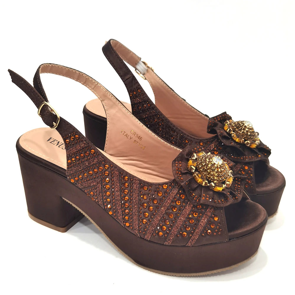 Newest Design Coffee Color Two Ways To Wear Fashion Shoes And Shoulder Bags
