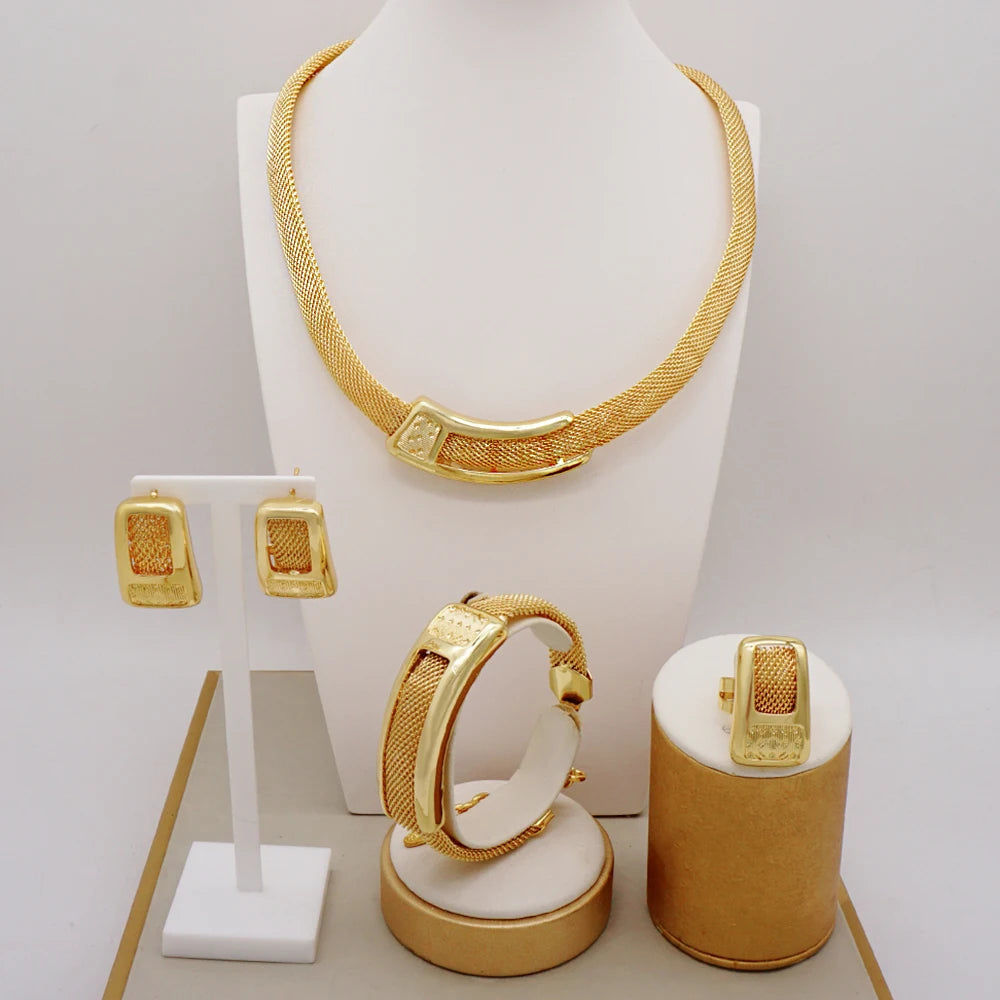 Brazilian Gold Color Flower Jewelry Dubai Jewelry Set For Women - Image 9