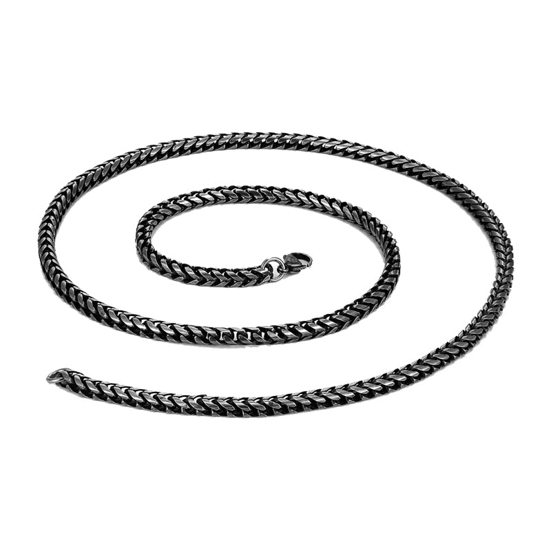 Stainless Steel Cuban Chain Vintage Black 5mm Wide Necklace