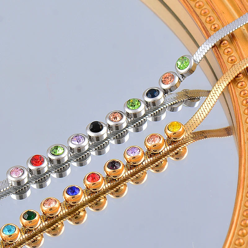 Stainless Steel Colourful Cubic Zirconia Necklace For Women