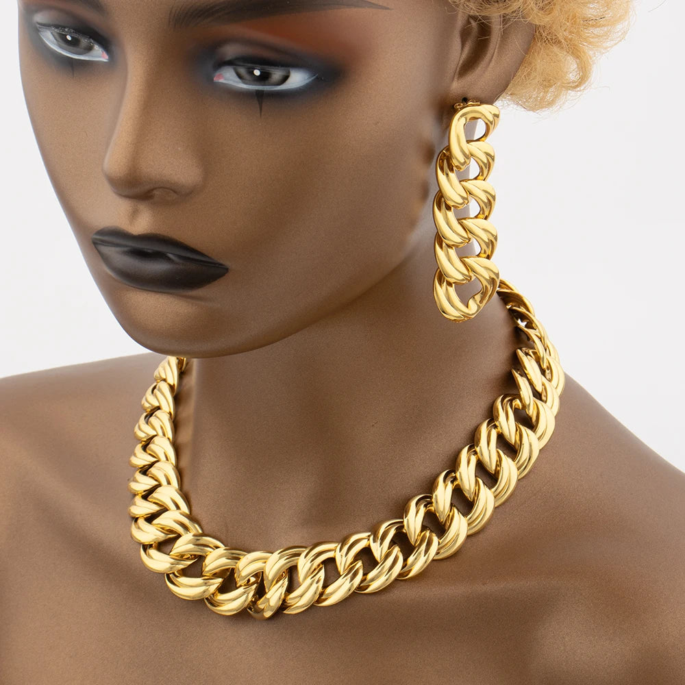 Copper Necklace Earrings Dubai Gold Plated Bracelet African 3PCS Jewelry Set