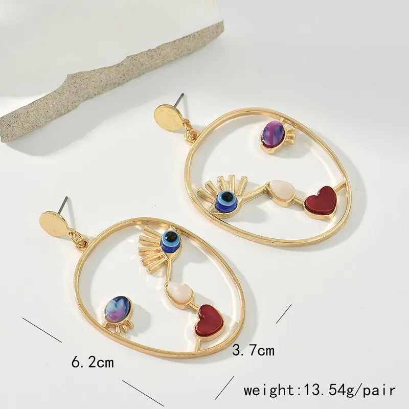Creative Abstract Face Pendant Earrings For Women