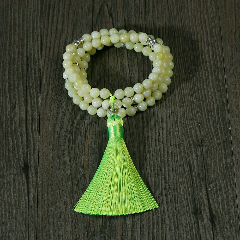 108 Japamala Cotton Tassel Necklace Buddhism Meditation Healing Reiki Jewelry
