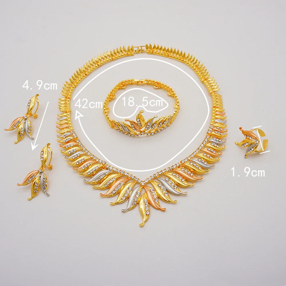 Dubai Nigerian Wedding Bridal Necklace Earrings Bracelet Ring Sets