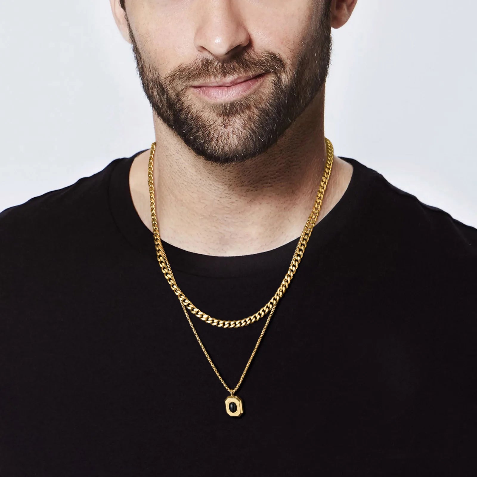 Stylish Black Square Necklace for Men
